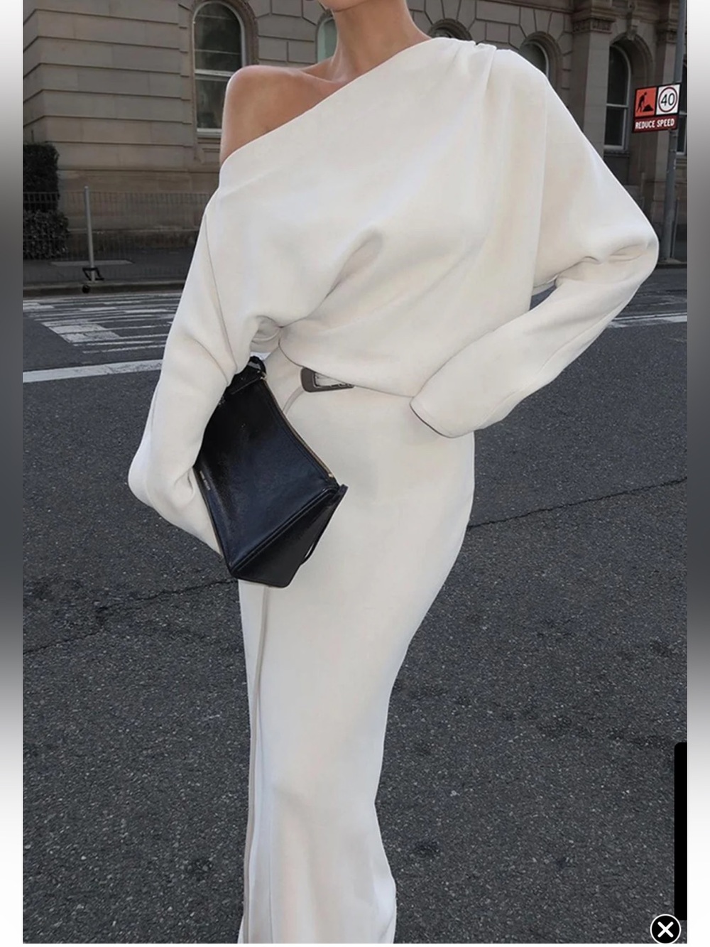 NWT Commense Asymmetrical Off Shoulder Solid Long Sleeve Maxi Dress $59